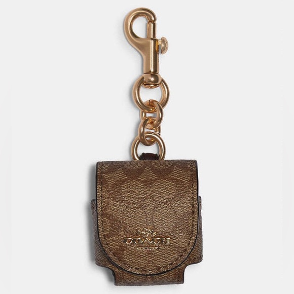 Coach Accessories Coach Earbud Case Bag Charm In Signature Canvas